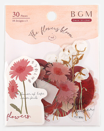 Cute Kawaii BGM Clear Flower Stickers Series Flake Stickers Sack - Red –  Alwayz Kawaii